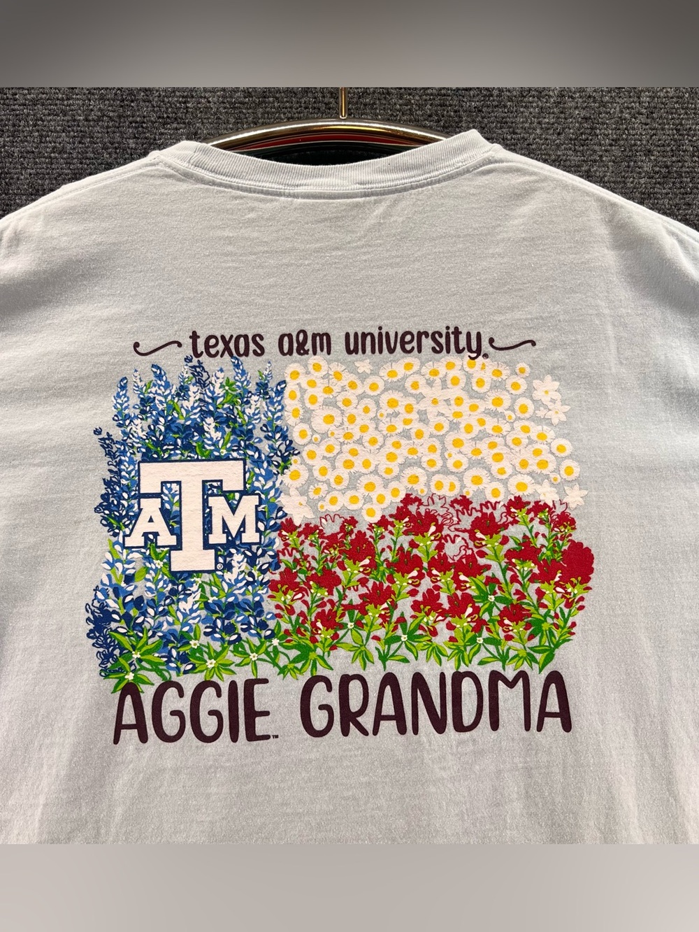 Texas A&M University Aggie Grandma T-shirt Womens L Blue Bluebonnets NCAA Cotton